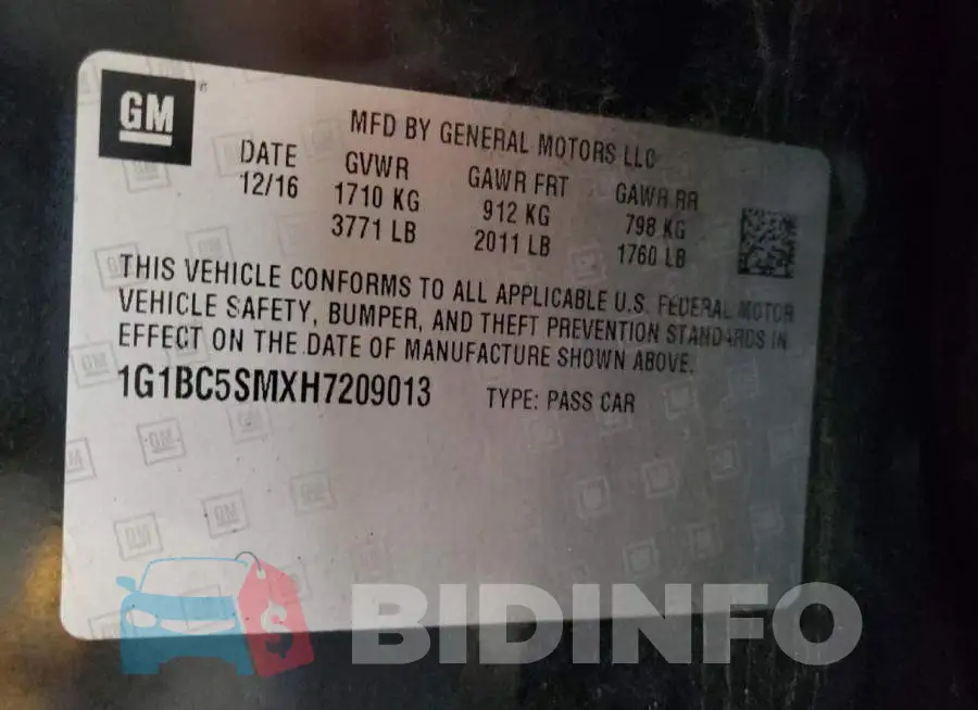 1G1BC5SMXH7209013 Photo# 12