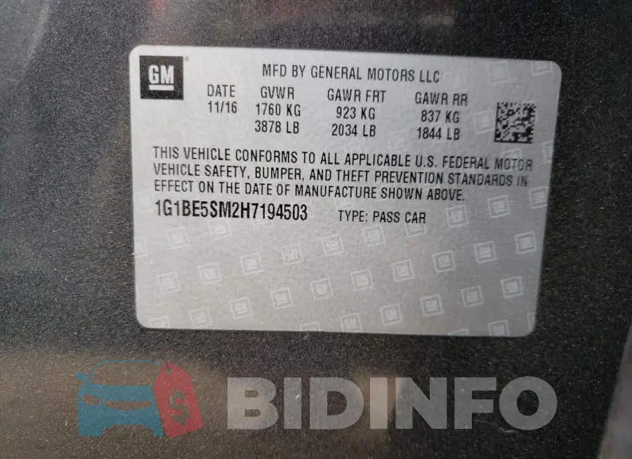 1G1BE5SM2H7194503 Photo# 12