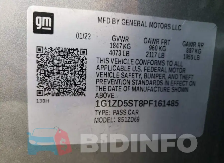 1G1ZD5ST8PF161485 Photo# 12