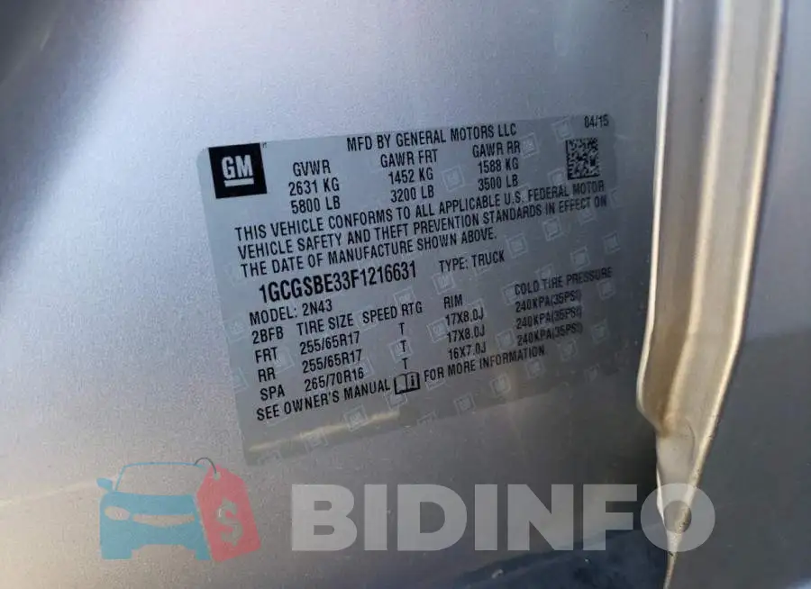 1GCGSBE33F1216631 Photo# 12
