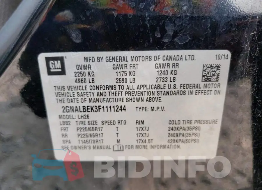 2GNALBEK3F1111244 Photo# 13