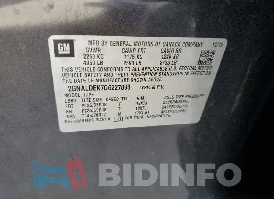 2GNALDEK7G6227093 Photo# 12