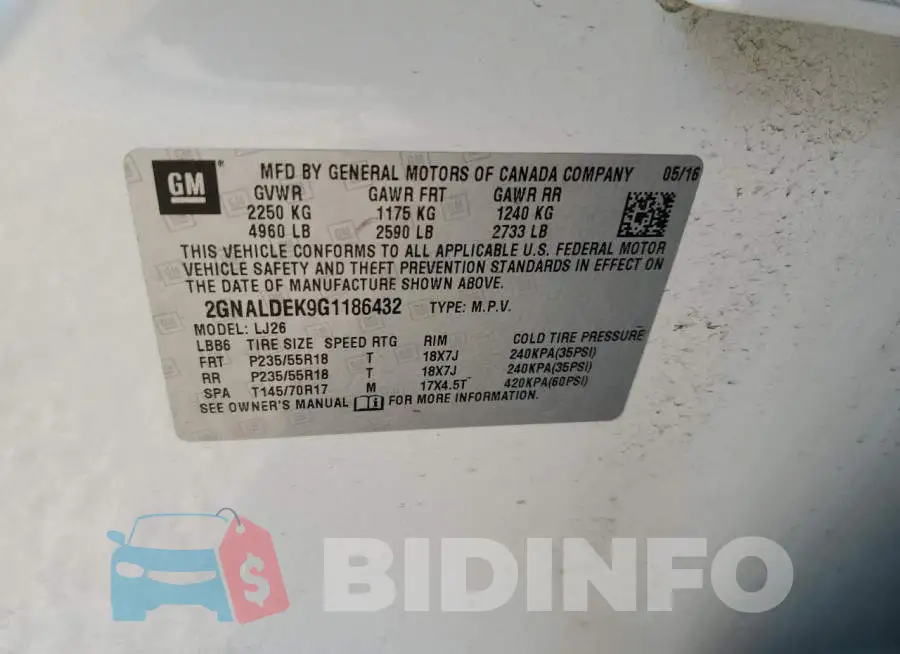 2GNALDEK9G1186432 Photo# 12