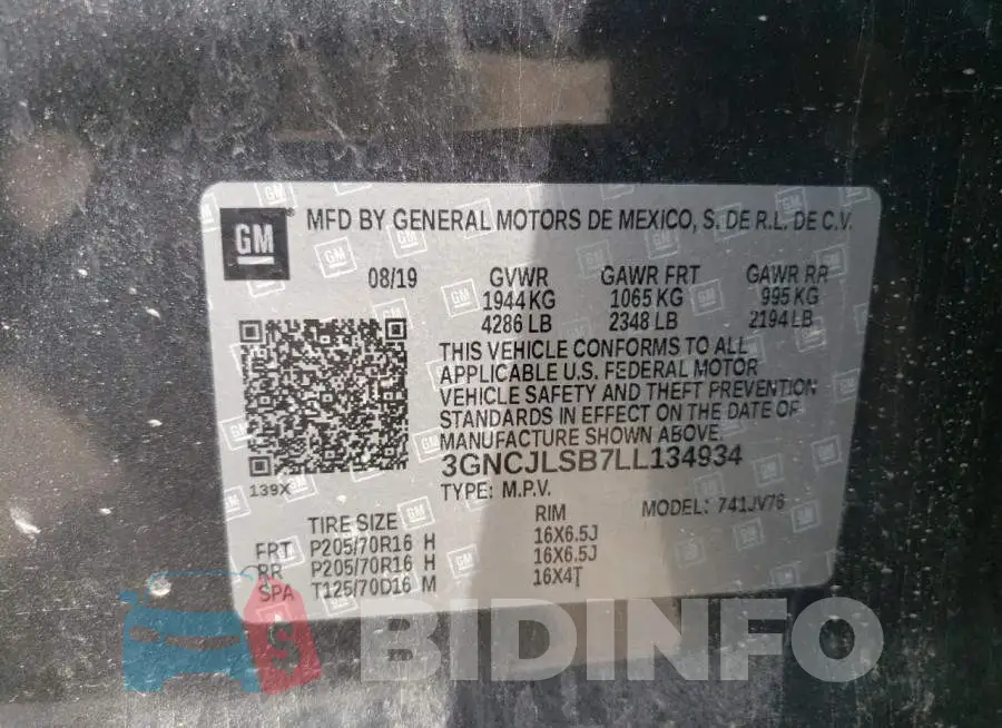 3GNCJLSB7LL134934 Photo# 12