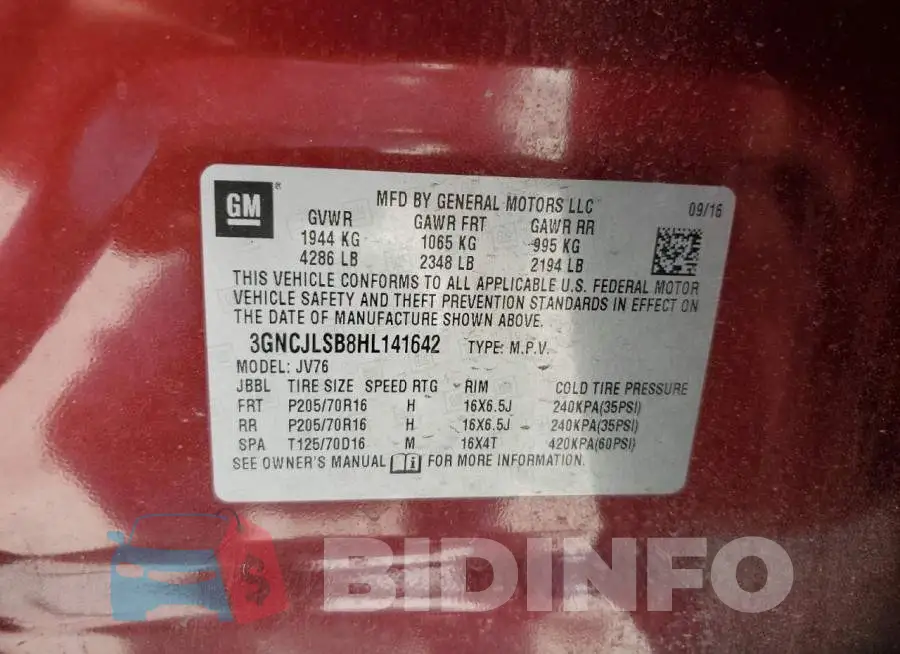 3GNCJLSB8HL141642 Photo# 14