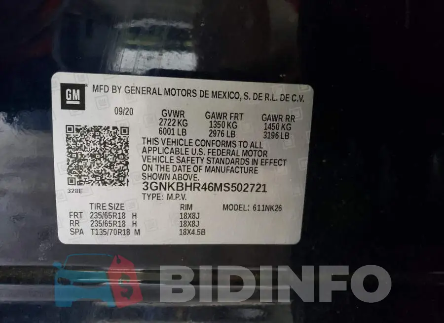 3GNKBHR46MS502721 Photo# 12