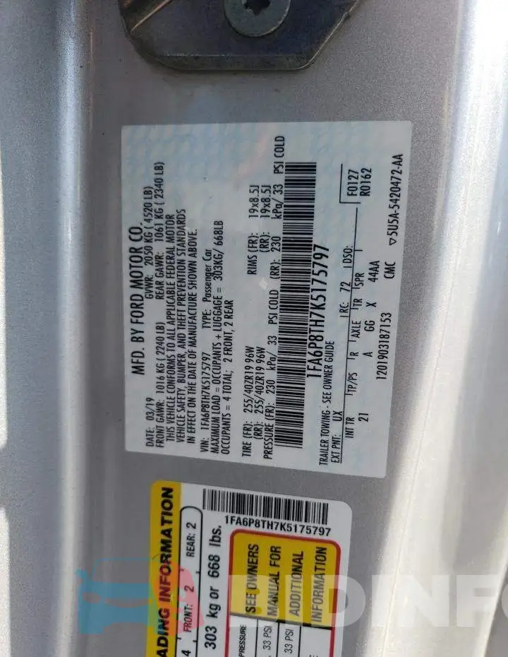 1FA6P8TH7K5175797 Photo# 13