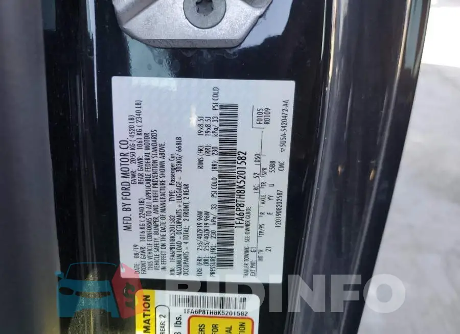 1FA6P8TH8K5201582 Photo# 12