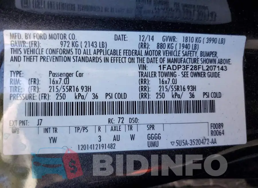 1FADP3F28FL207143 Photo# 12