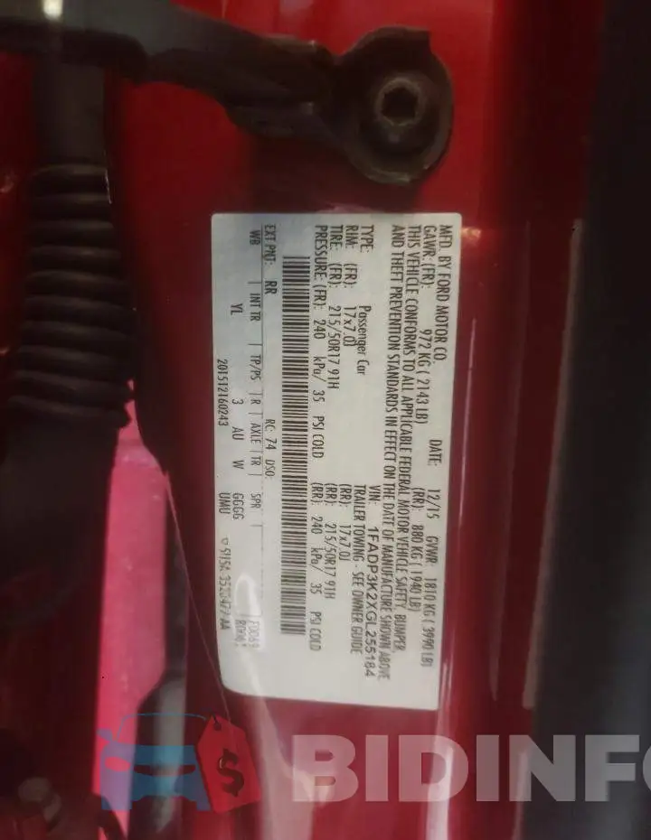 1FADP3K2XGL255184 Photo# 12
