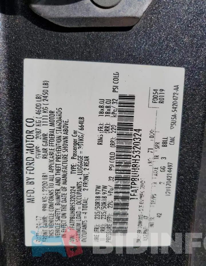 1FATP8UH8H5320324 Photo# 12