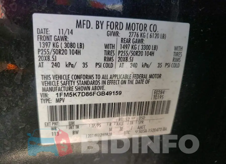 1FM5K7D86FGB49159 Photo# 13