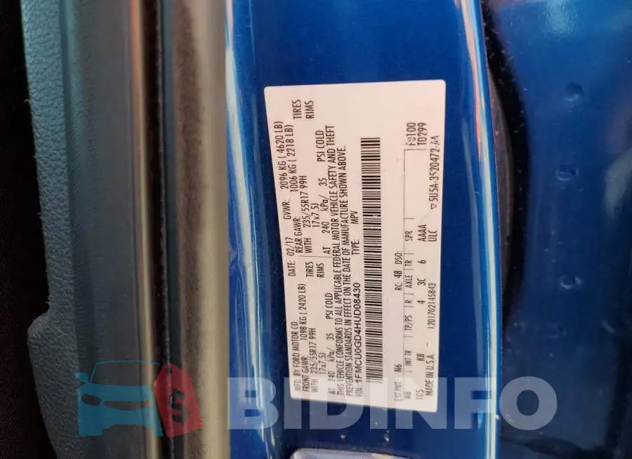 1FMCU0GD4HUD08430 Photo# 13