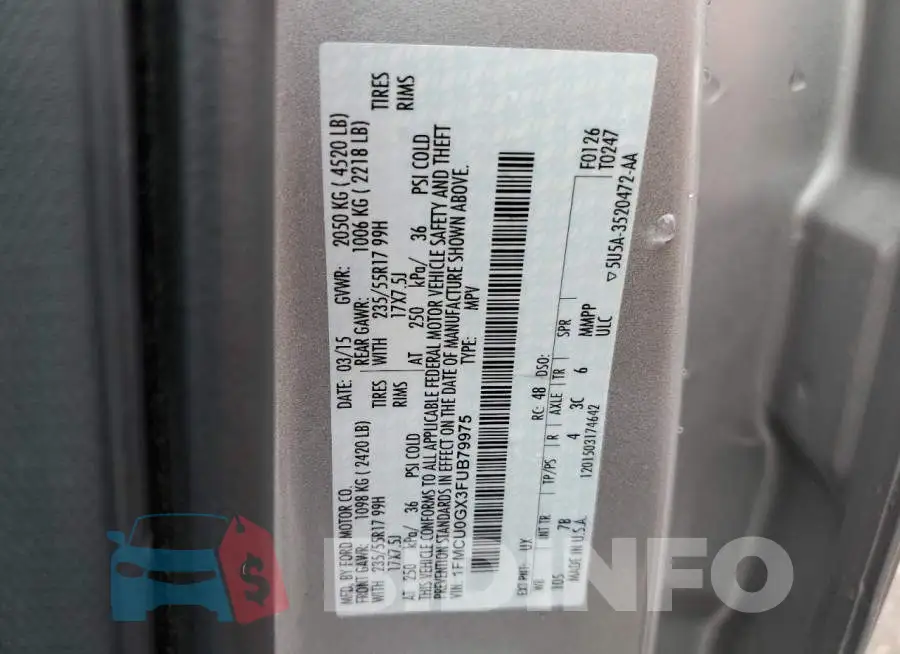 1FMCU0GX3FUB79975 Photo# 13