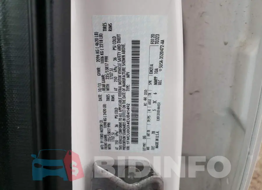 1FMCU0GX4EUB41492 Photo# 13