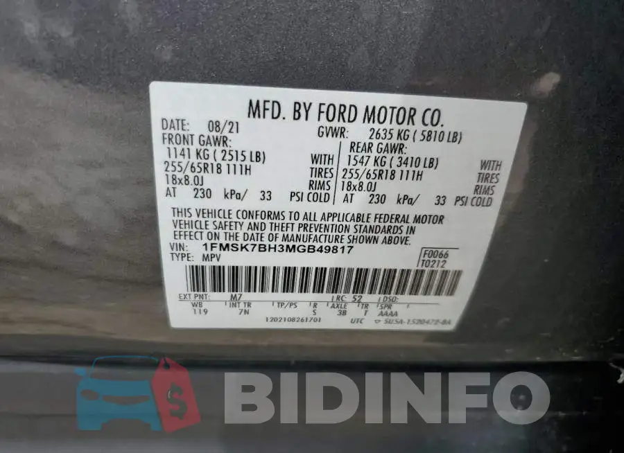 1FMSK7BH3MGB49817 Photo# 13