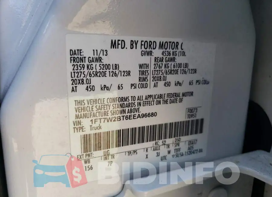 1FT7W2BT6EEA96680 Photo# 12