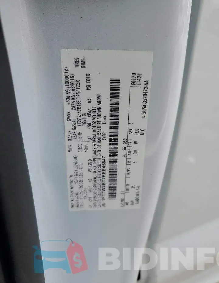 1FT7W2BT7KEE45647 Photo# 12