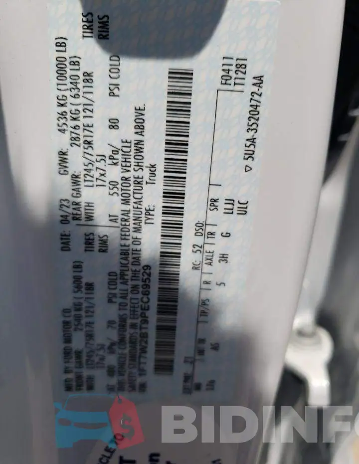 1FT7W2BT9PEC69529 Photo# 12