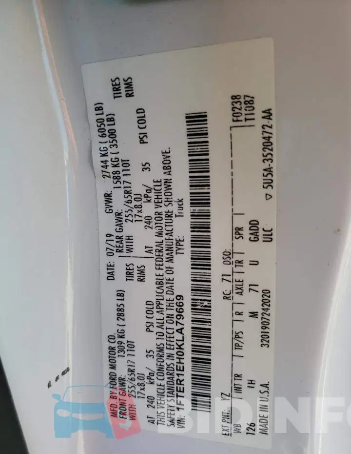 1FTER1EH0KLA79669 Photo# 12