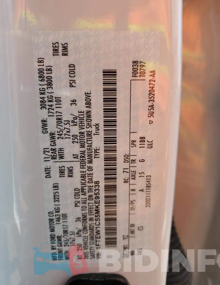 1FTEW1C55MKE95338 Photo# 12