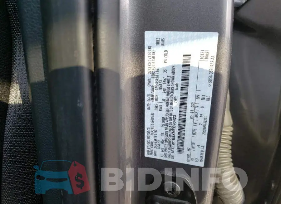 1FTFW1E8XMFB90423 Photo# 12