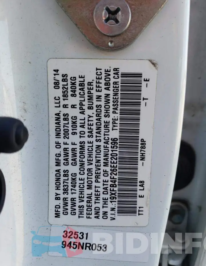 19XFB4F26EE201596 Photo# 13