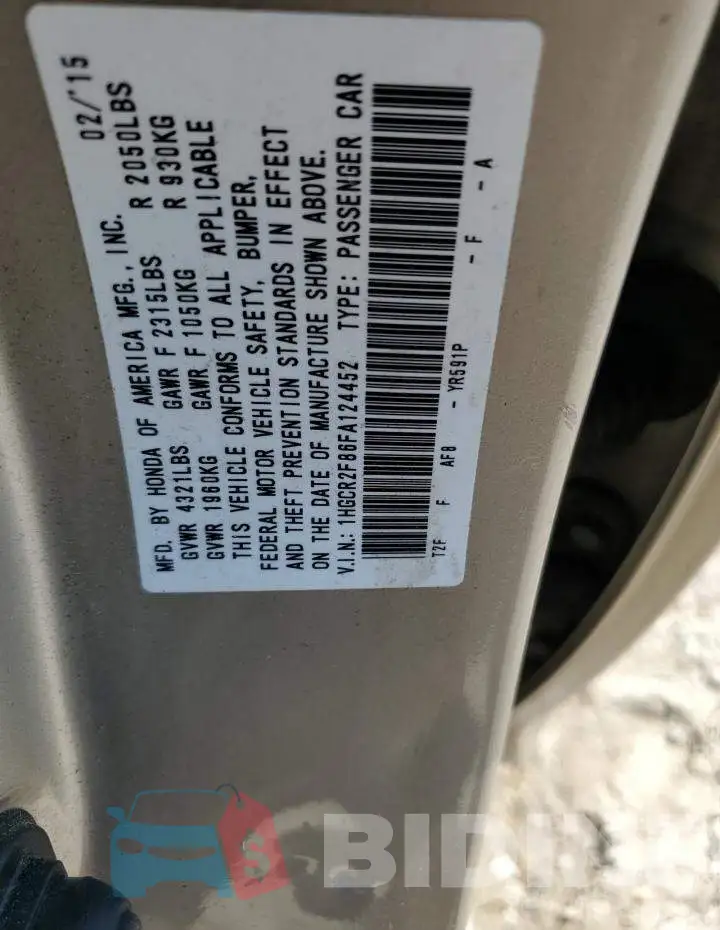 1HGCR2F86FA124452 Photo# 13