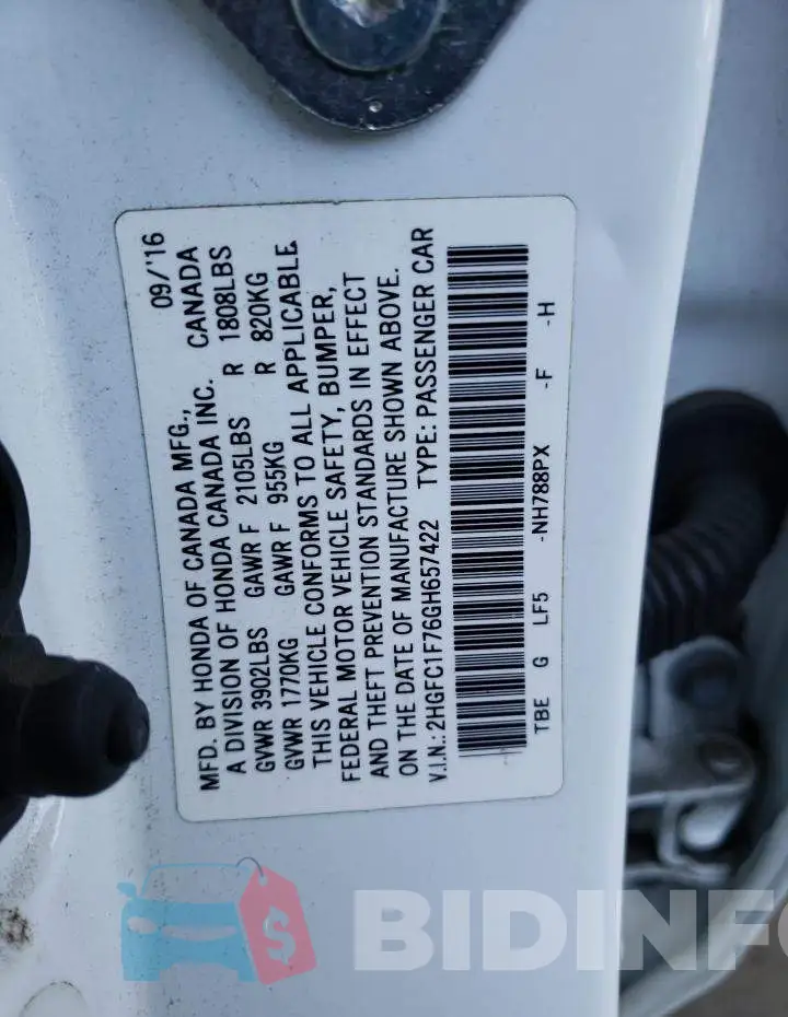 2HGFC1F76GH657422 Photo# 13