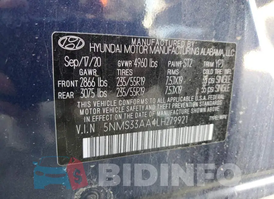 5NMS33AA4LH279921 Photo# 13