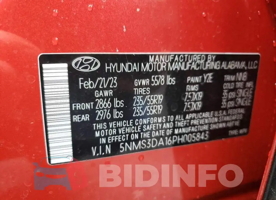 5NMS3DA16PH005843 Photo# 13