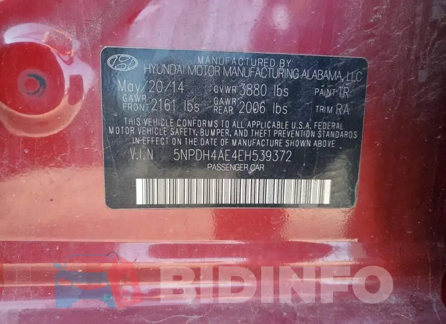 5NPDH4AE4EH539372 Photo# 12