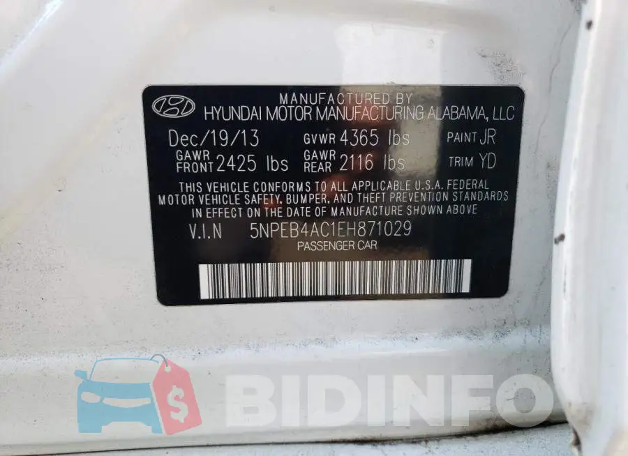 5NPEB4AC1EH871029 Photo# 13