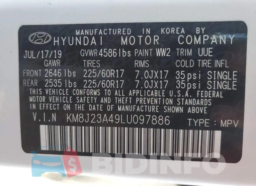 KM8J23A49LU097886 Photo# 13