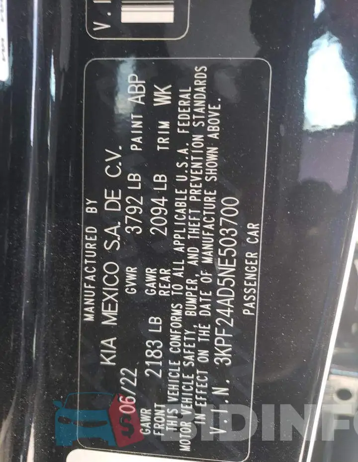3KPF24AD5NE503700 Photo# 13