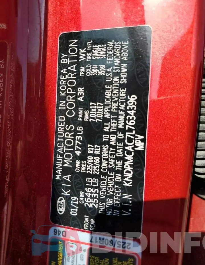 KNDPMCAC7L7634396 Photo# 12