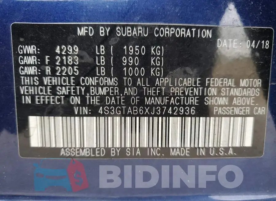 4S3GTAB6XJ3742936 Photo# 12