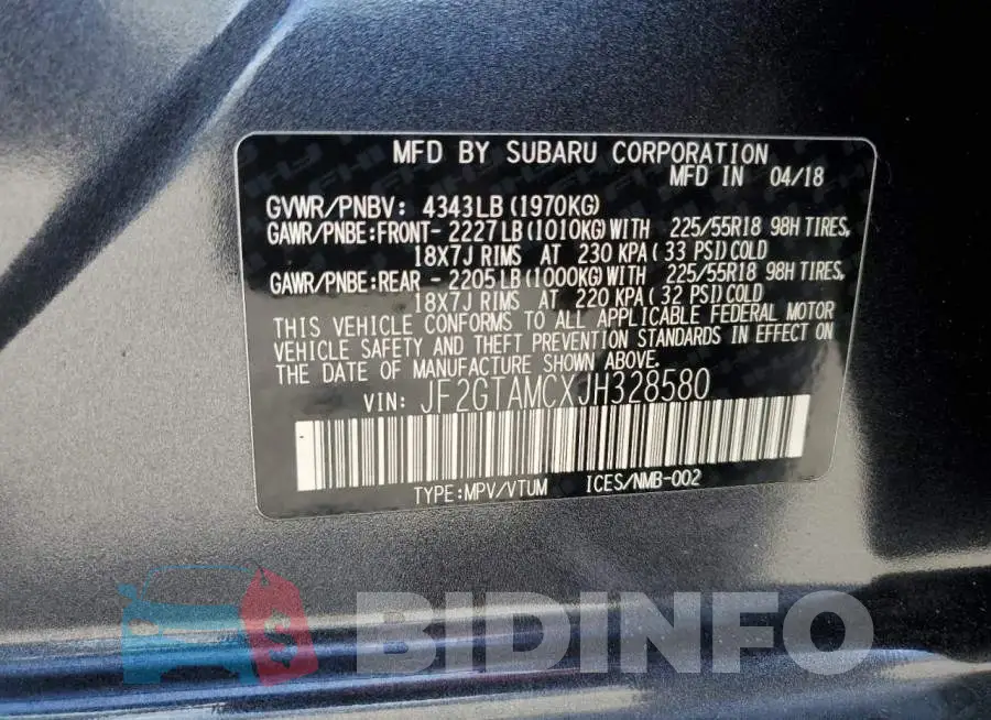 JF2GTAMCXJH328580 Photo# 14
