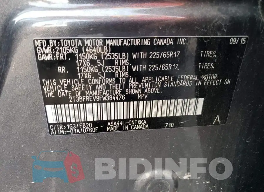 2T3BFREV9FW384476 Photo# 12