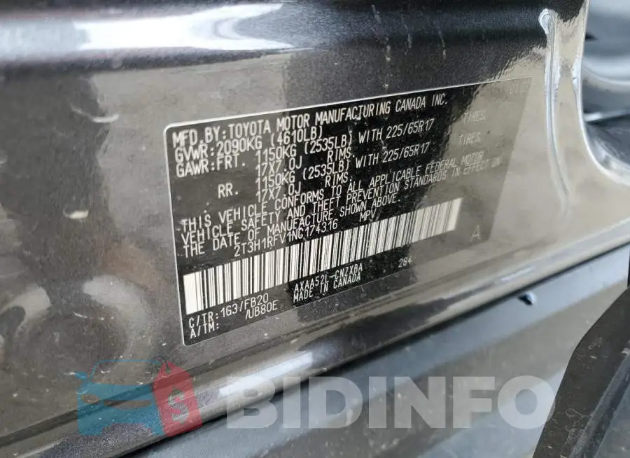 2T3H1RFV1NC174316 Photo# 12