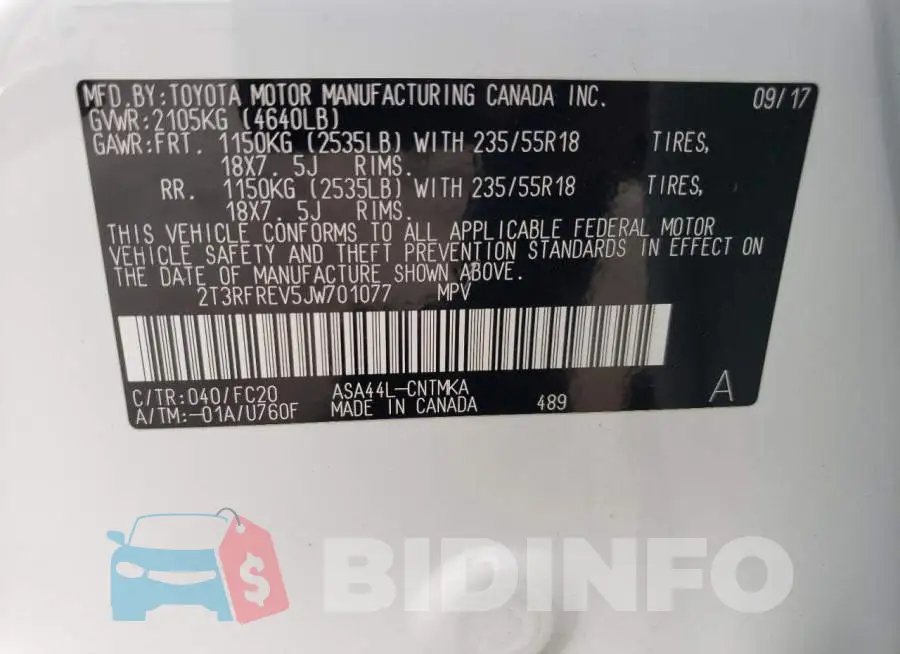 2T3RFREV5JW701077 Photo# 12