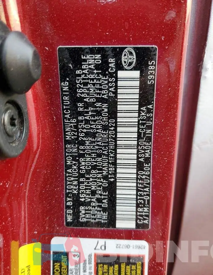 4T1BF1FK7HU720420 Photo# 13
