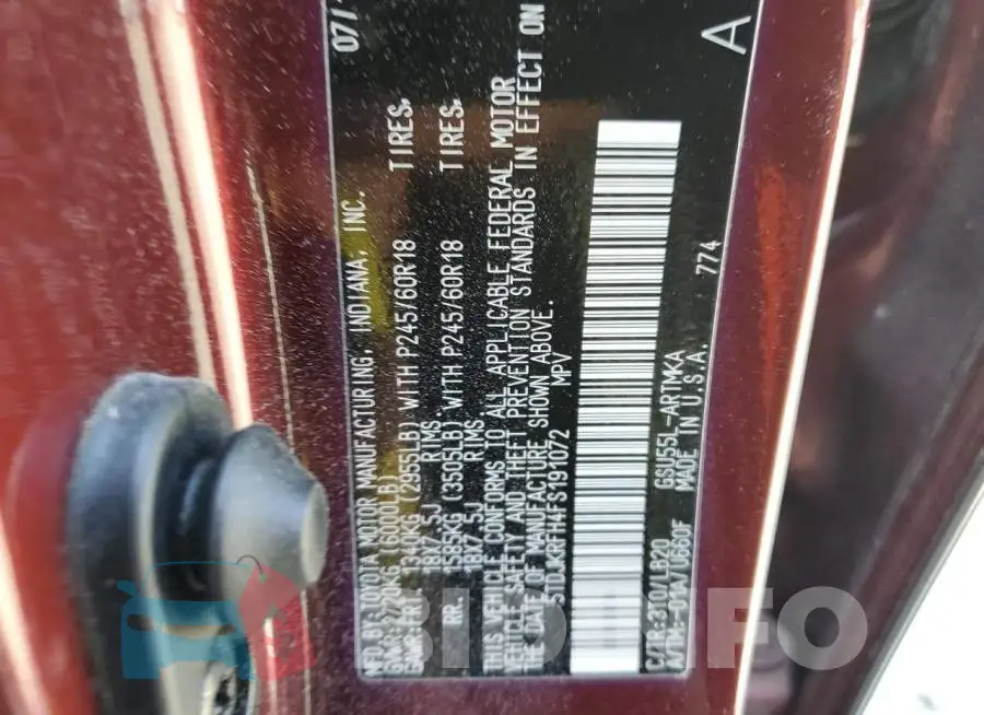5TDJKRFH4FS191072 Photo# 12