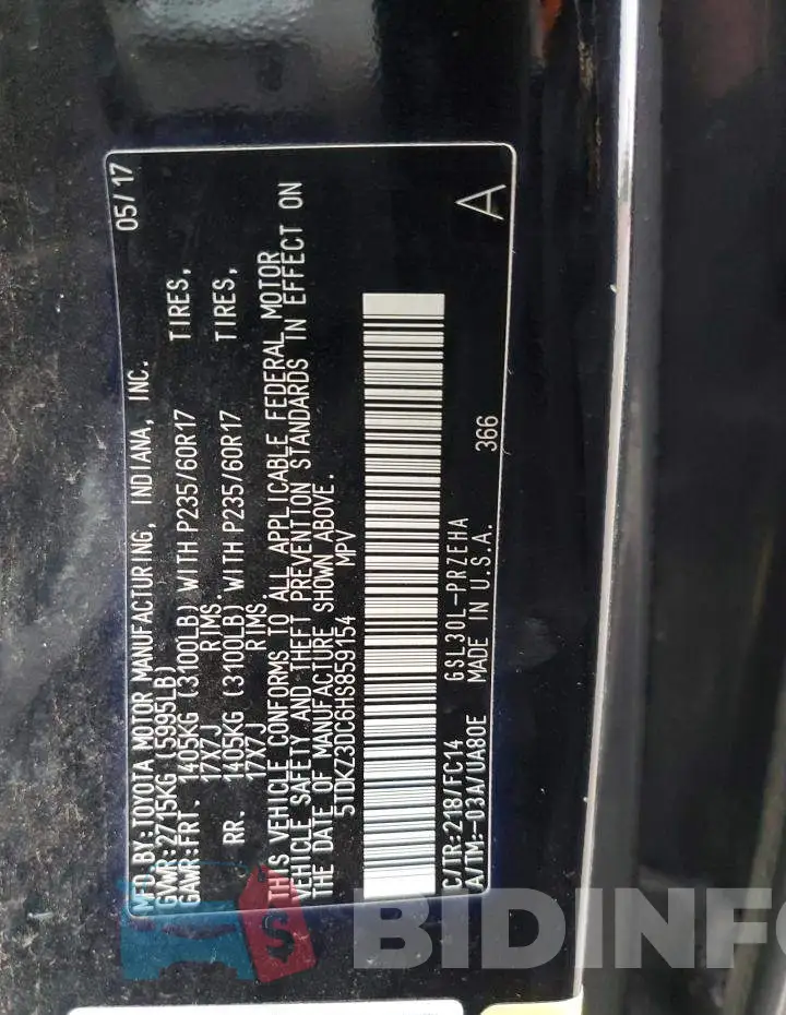5TDKZ3DC6HS859154 Photo# 14