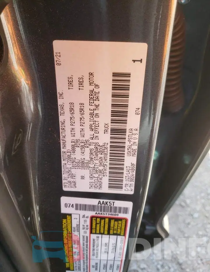 5TFHY5F14MX033072 Photo# 12