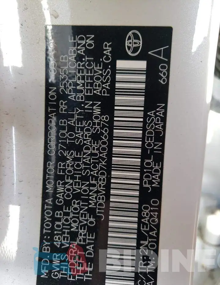 JTDBVRBD7KA006678 Photo# 12