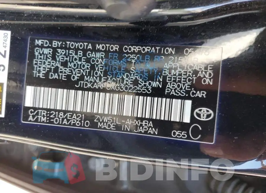 JTDKARFUXG3022553 Photo# 12