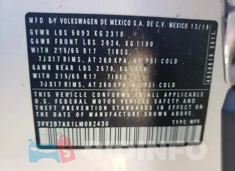 3VV2B7AX1LM082430 Photo# 13