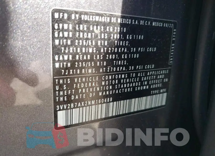 3VV2B7AX2NM160488 Photo# 12