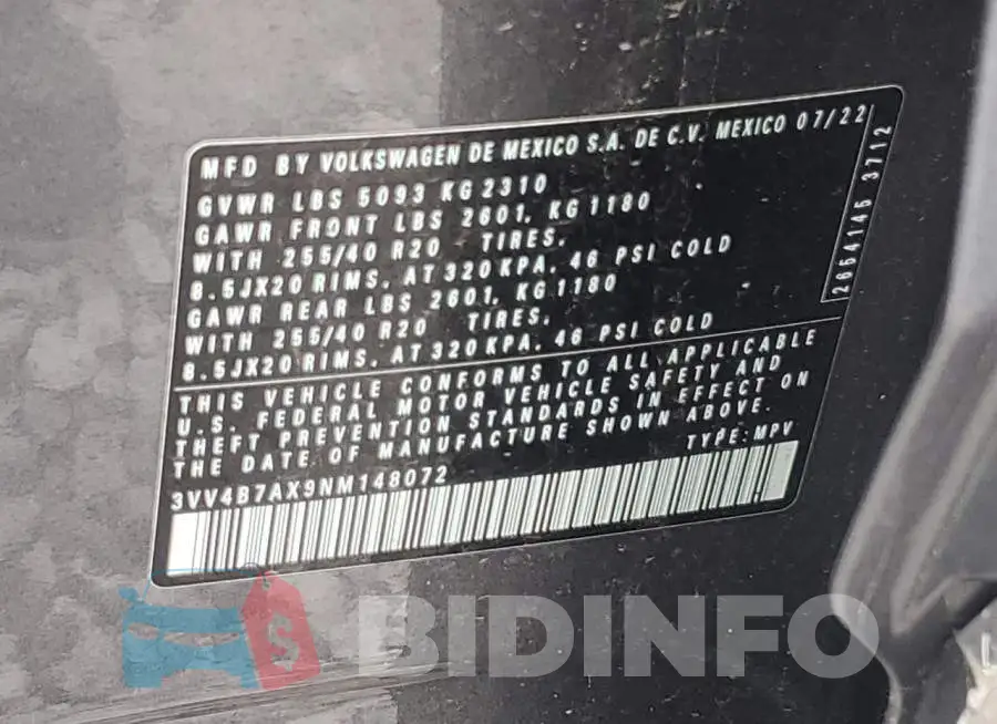 3VV4B7AX9NM148072 Photo# 13